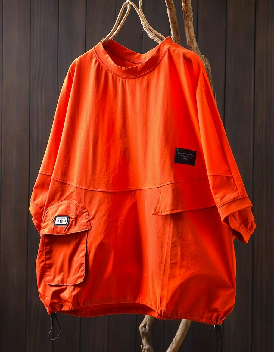Casual Oversized T Shirt Women Cargo Pocket Streetwear