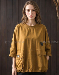 Oversized Cargo Pocket T Shirt Women Casual Loose Top