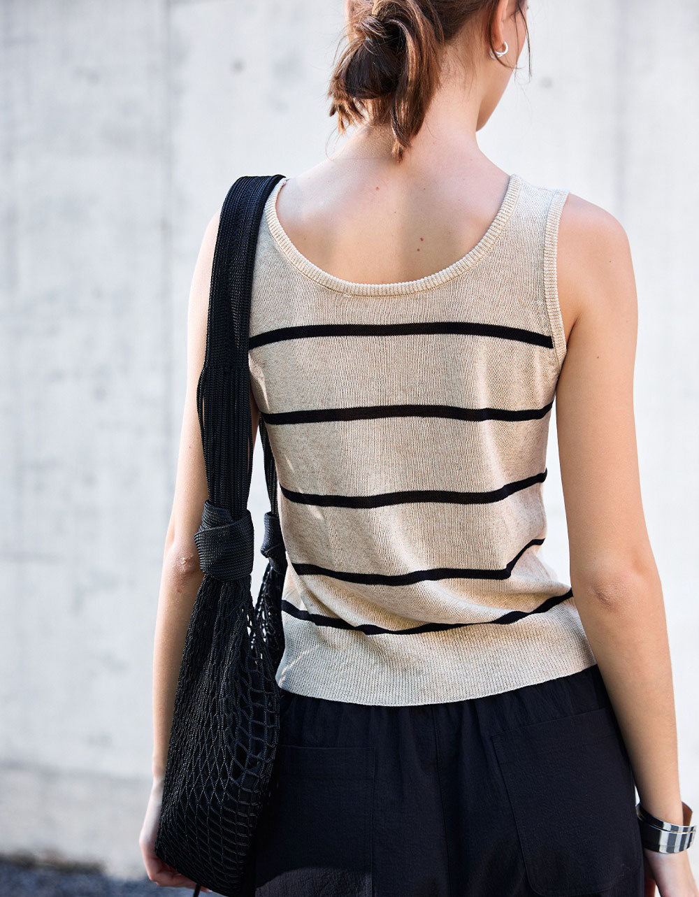 Minimalist Striped Knit Sleeveless Top Women