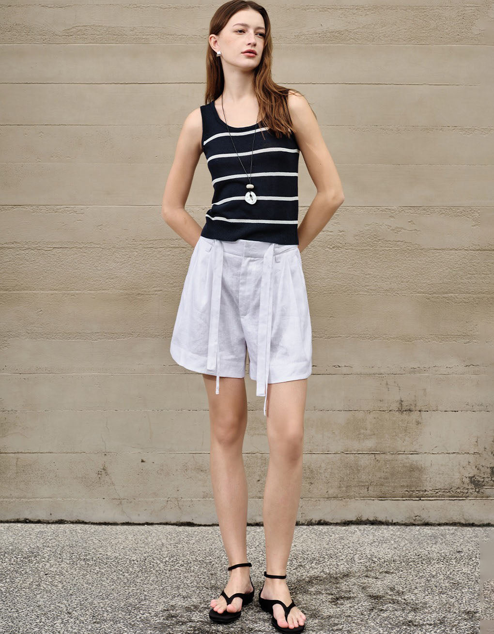 sleeveless striped knit summer top women