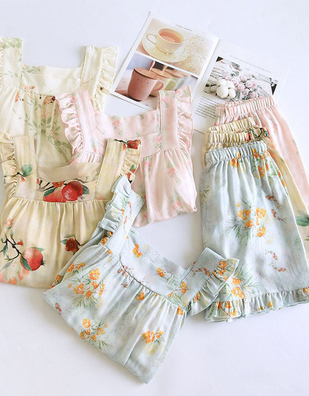 Vintage Floral Lounge Set for Women Summer