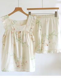 Summer Floral Cotton Pajama Set for Women