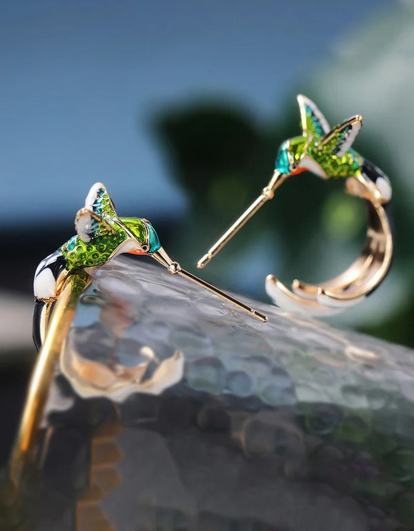 Women Handmade Hummingbird Drip Earrings