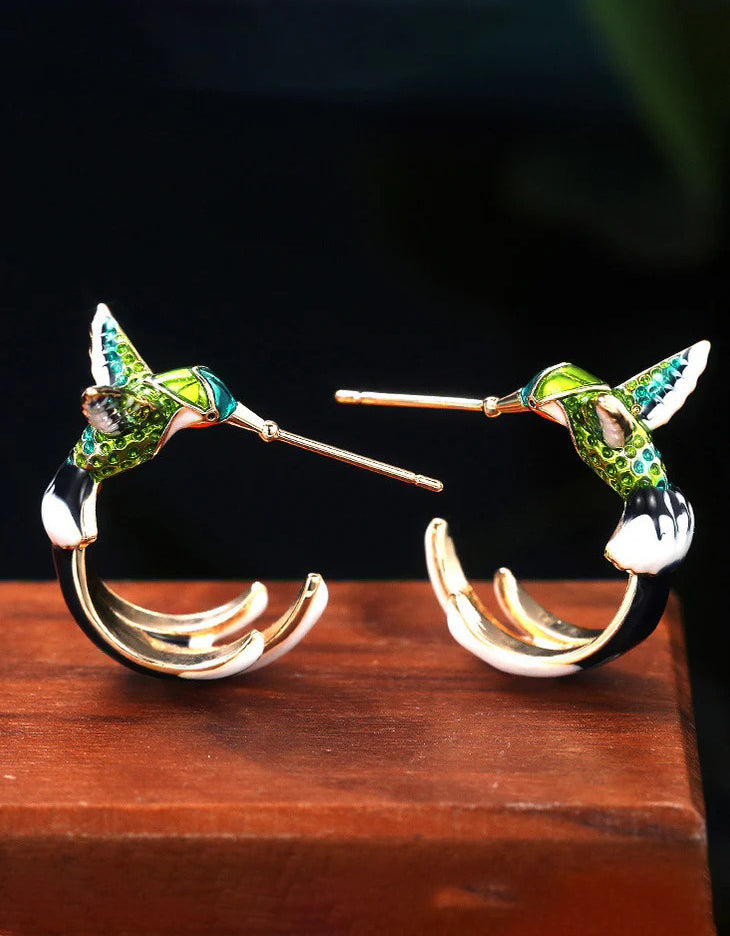 Women Handmade Hummingbird Drip Earrings