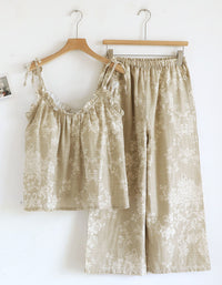 Vintage Floral Cotton Pajama Set for Women