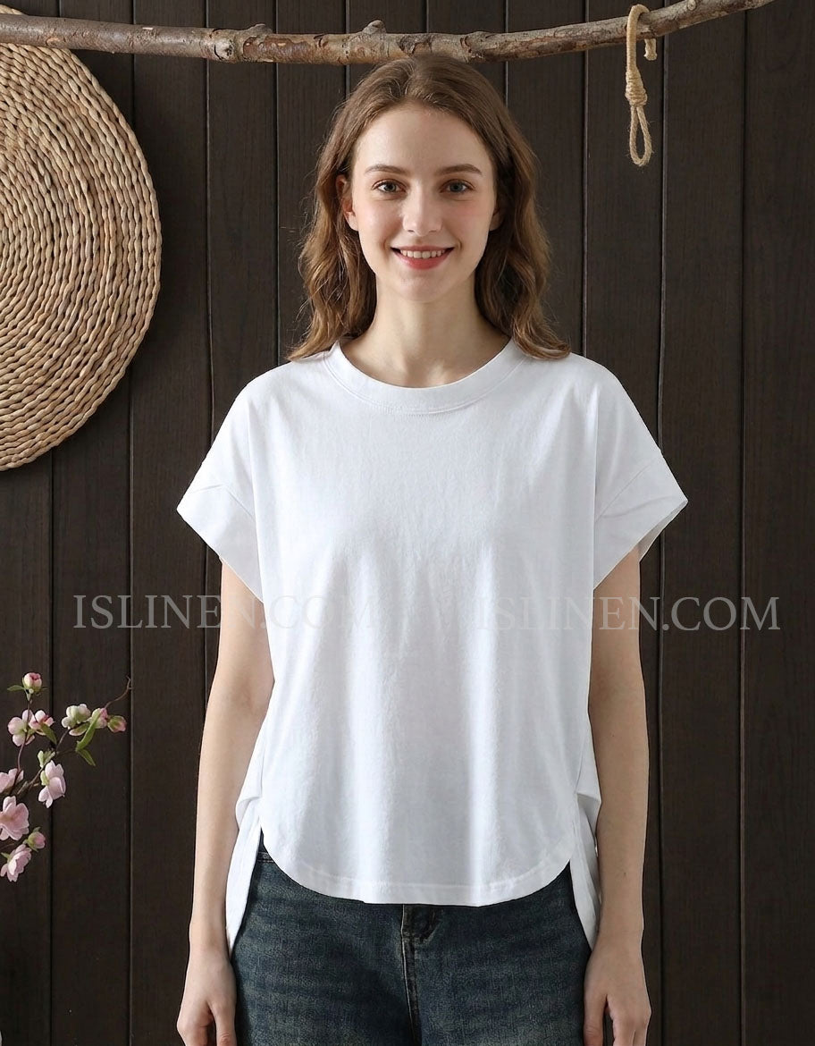 Women’s Oversized White Cotton T-Shirt Casual Loose Fit