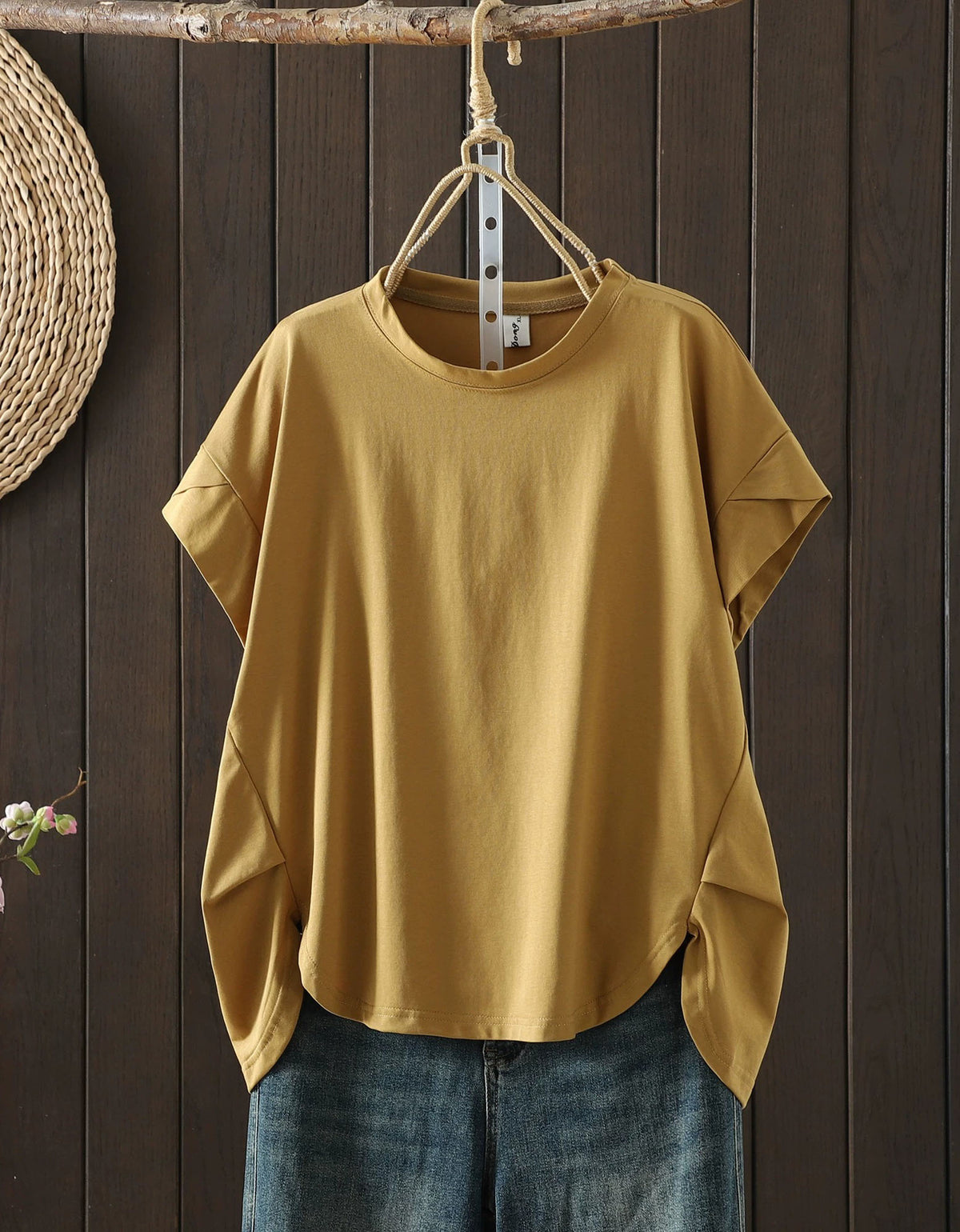 Soft Cotton Oversized T-Shirt with Rolled Sleeves