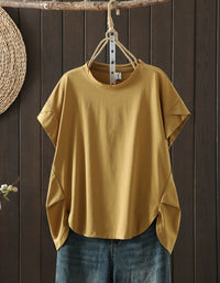 Soft Cotton Oversized T-Shirt with Rolled Sleeves