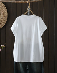 Women’s Basic White Loose Fit Summer Cotton Top