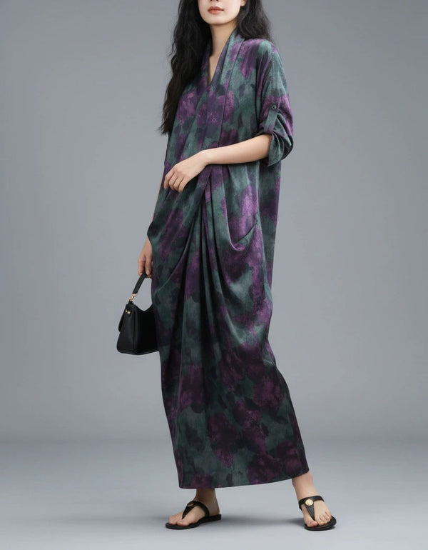 Boho Patchwork Print Loose Maxi Dress for Women