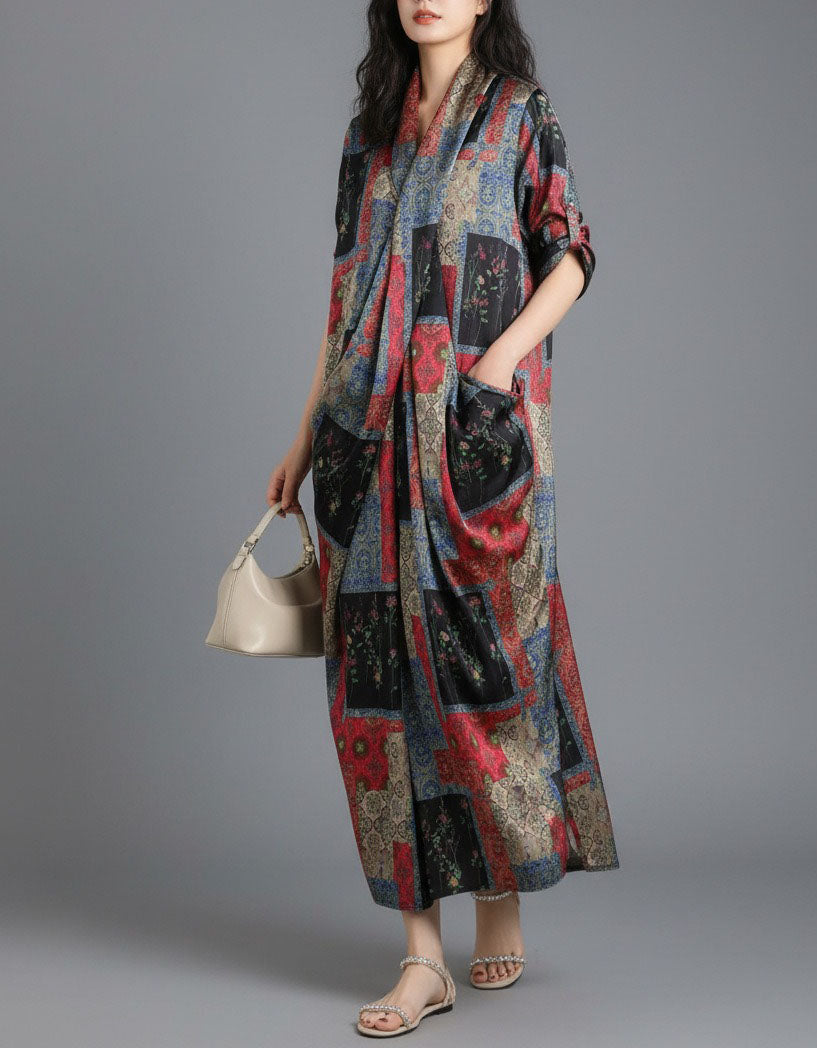 Women's Relaxed Fit Patchwork Kaftan Dress