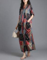 Women's Relaxed Fit Patchwork Kaftan Dress