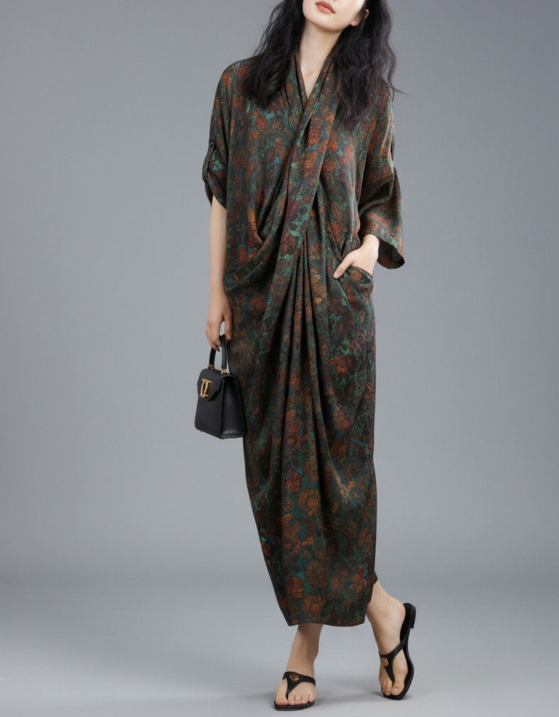 Vintage Bohemian Patchwork Kaftan Maxi Dress