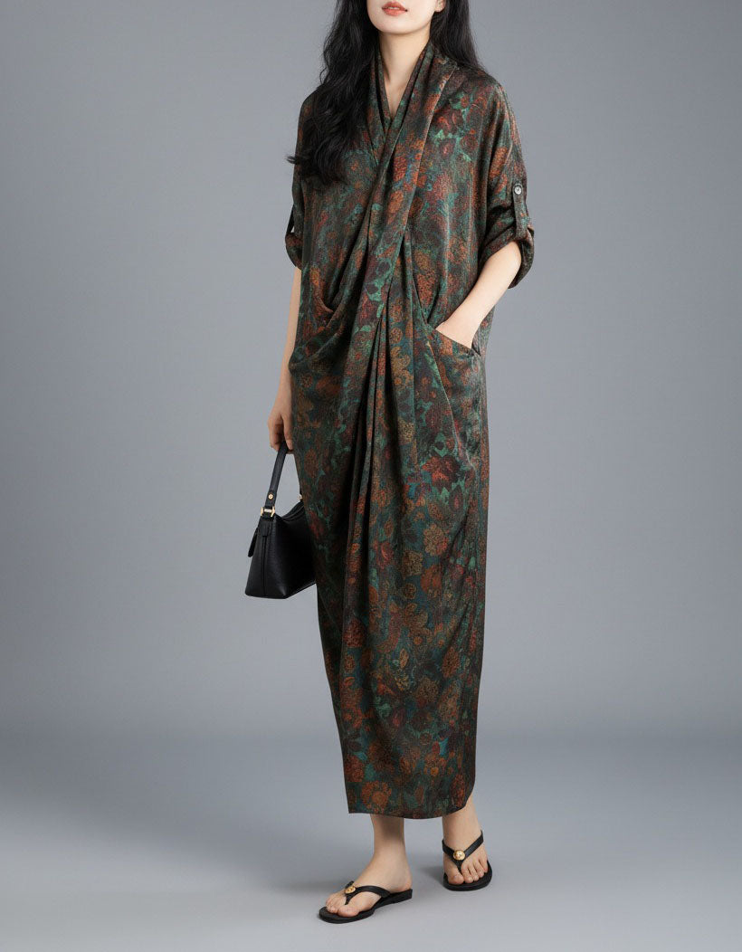 Boho Vintage Patchwork Floral Maxi Dress Women