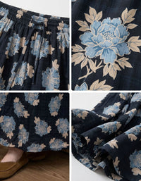 High Waist Floral Skirt Women Casual Summer Midi