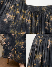 Bohemian Floral Midi Skirt Women Loose A-Line Style