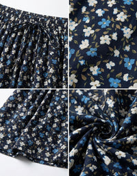 Vintage flower print skirt women loose fit midi