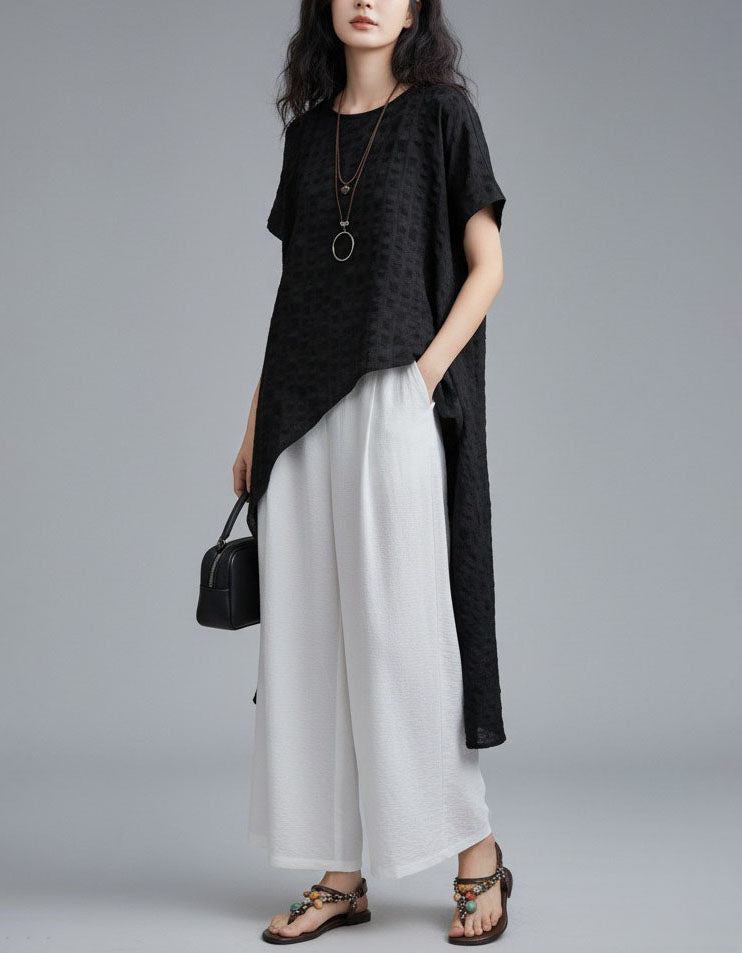 Oversized Black Dress Women Loose Boho Style Summer Tunic