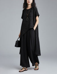 Balck Asymmetric Dress Relaxed Fit Everyday Wear