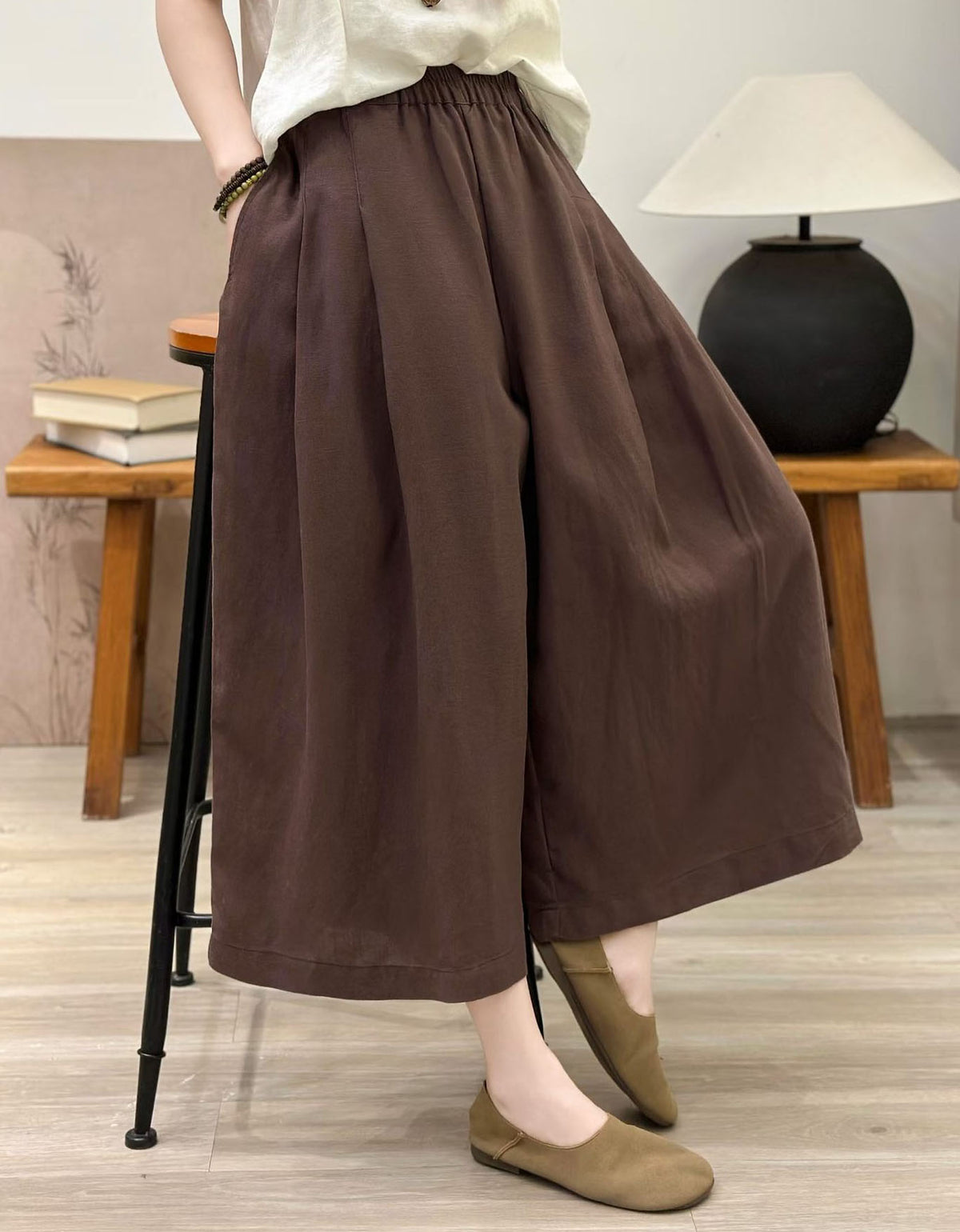 loose linen palazzo pants women minimalist style