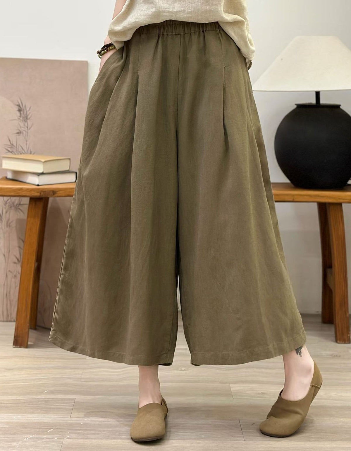 loose linen palazzo pants women minimalist style