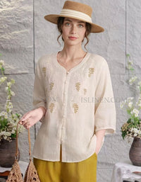 Casual Loose Linen Shirt for Women Boho Style
