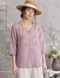 Lightweight Linen Blouse Women Casual Summer Top