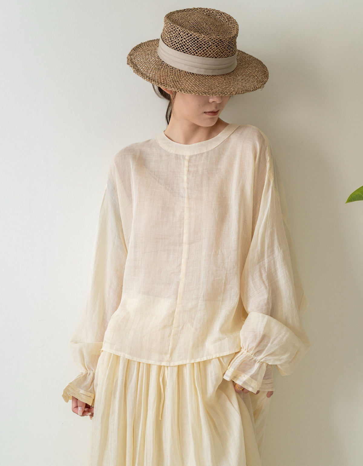 women linen blouse loose fit long sleeve casual top