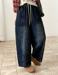 Women’s Dark Blue Wide Leg Jeans – High Waist Casual Denim Pants