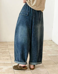 Women’s Cropped Wide Leg Jeans – High Waist Relaxed Dark Denim