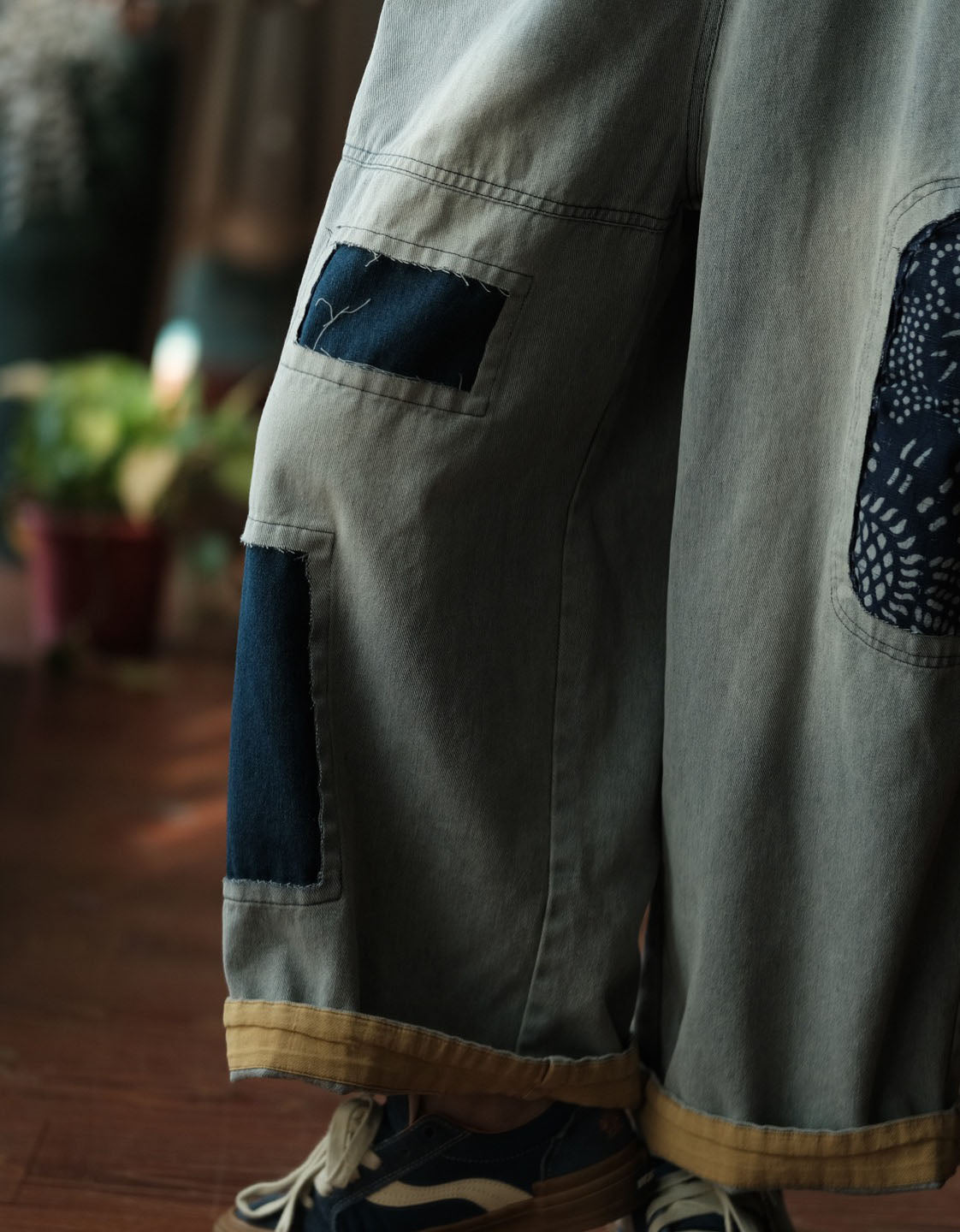 Women Vintage Style Patchwork Loose Fit Casual Pants