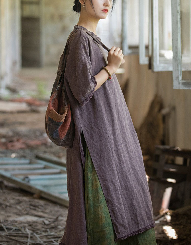 Soft linen blend tunic dress for minimalist women style
