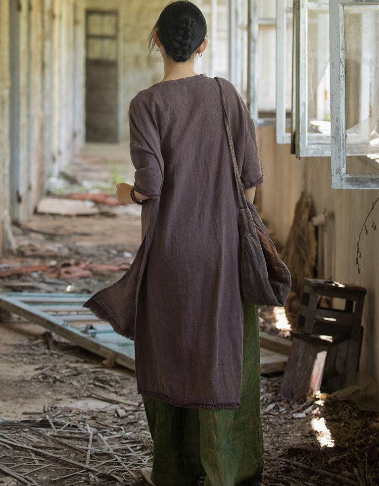 Comfortable oversized linen tunic dress for travel wear