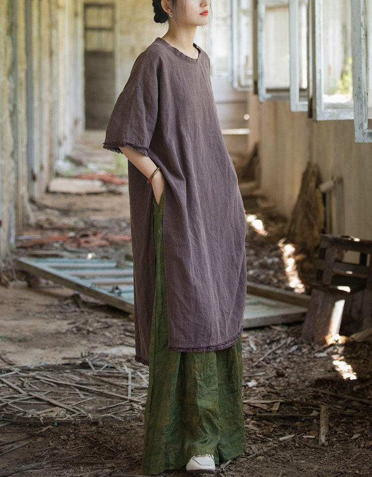 Relaxed fit linen tunic top for everyday casual outfits