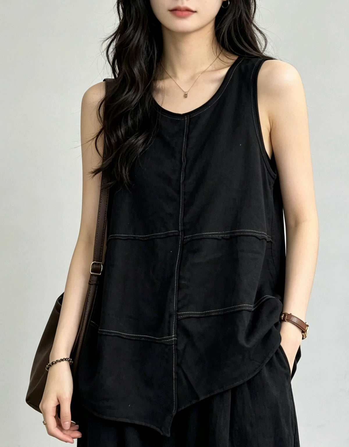 Minimalist Sleeveless Linen Tank Top for Women