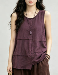 Vintage Style Sleeveless Linen Summer Top Women