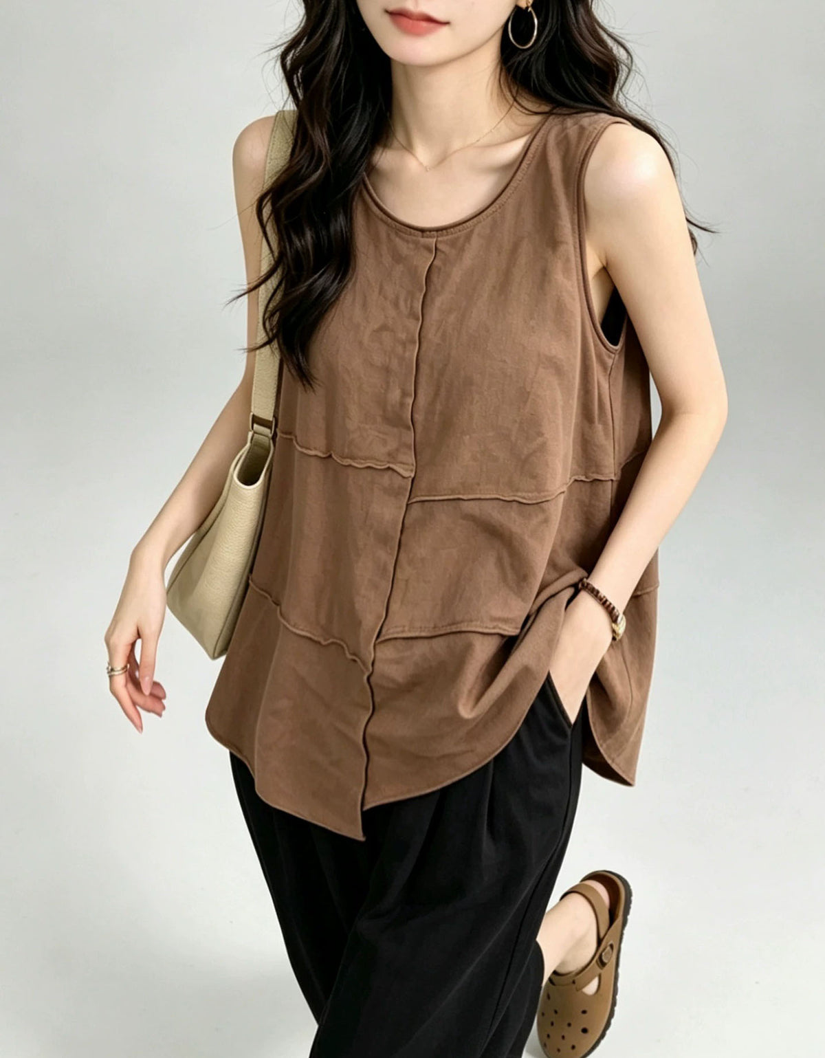 Women’s Casual Layered Linen Tunic Tank Top