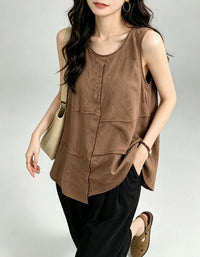 Women’s Casual Layered Linen Tunic Tank Top