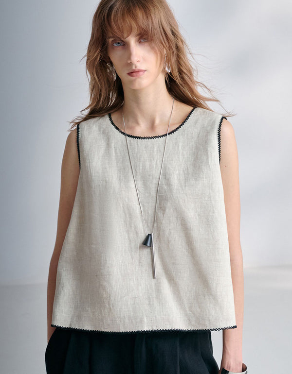 Women’s Linen Blend Sleeveless Top | Casual Summer Tank