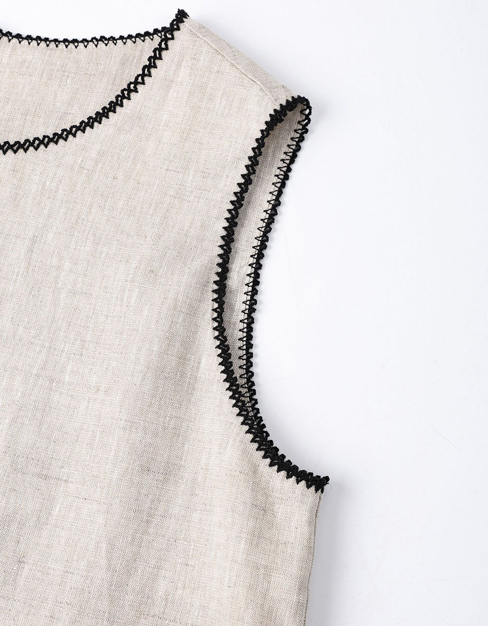 Neutral beige linen sleeveless shirt with modern clean design