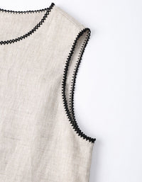 Neutral beige linen sleeveless shirt with modern clean design