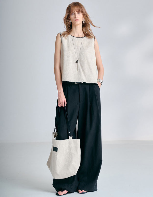 Minimalist Sleeveless Linen Blouse for Women
