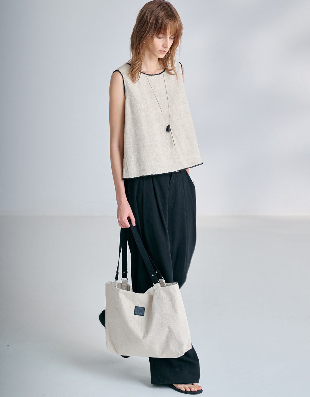 Women Minimalist Casual Neutral Linen Sleeveless Tank Top