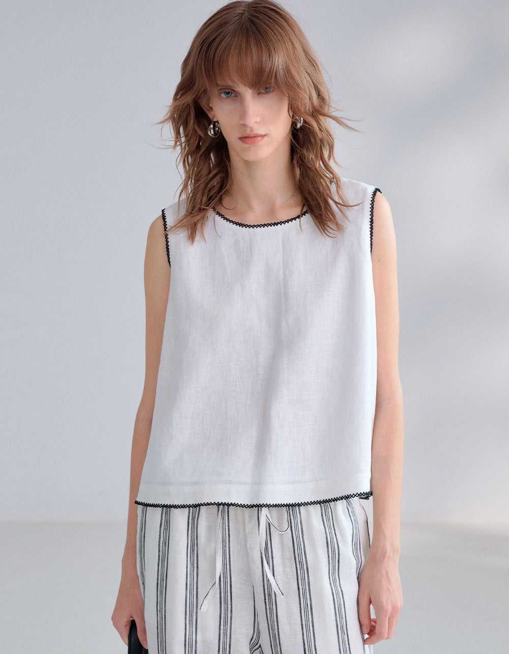 Casual Loose Fit Linen Tank Top for Women