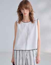 Casual Loose Fit Linen Tank Top for Women