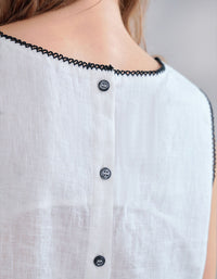 Lightweight women’s summer linen sleeveless top front view