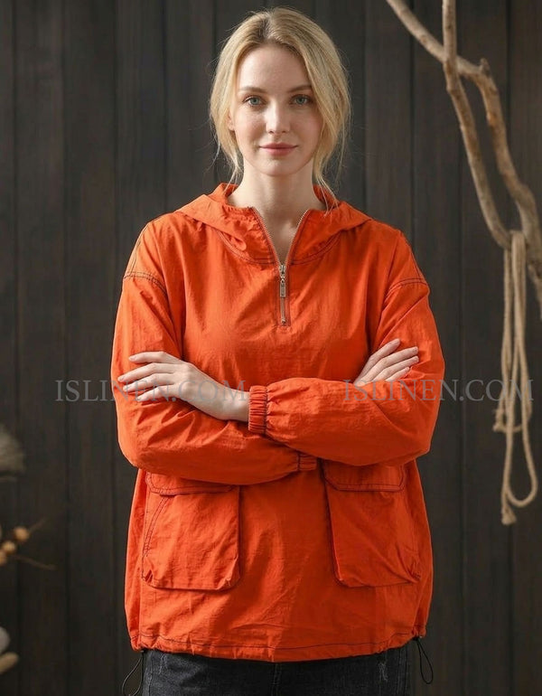 Women’s Loose Fit Casual Hoodie Jacket with Drawstring