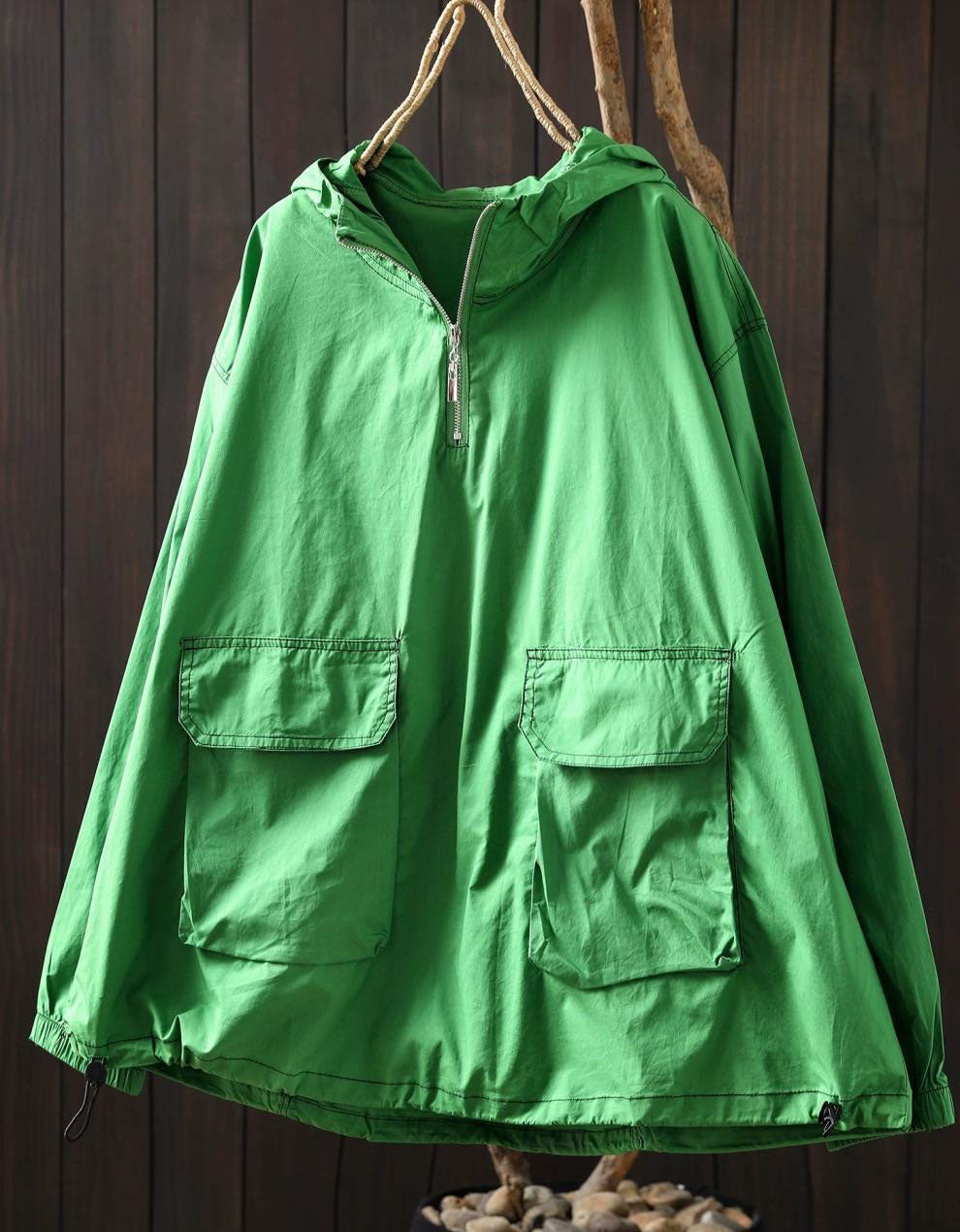 Green Casual Hoodie with Pockets | Women’s Outerwear