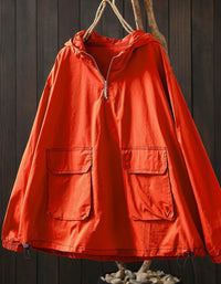 Loose Fit Street Style Hoodie Jacket with Drawstring