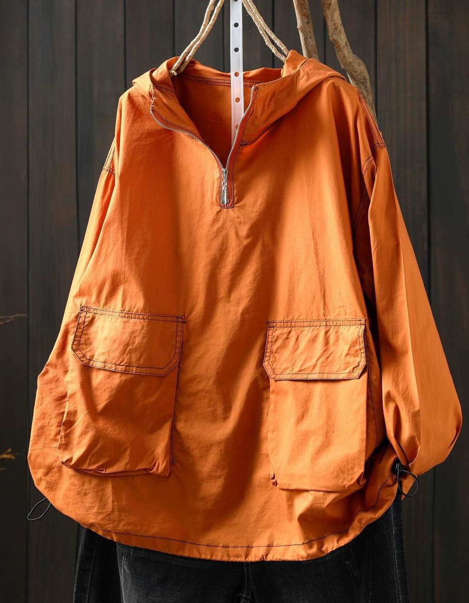 Women’s Oversized Hoodie Jacket with Front Pocket Detail